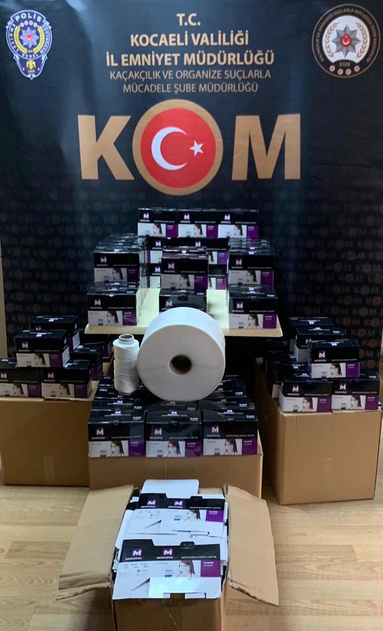 Kocaeli’de kaçak üretilen 9 bin 400 maske ele geçirildi