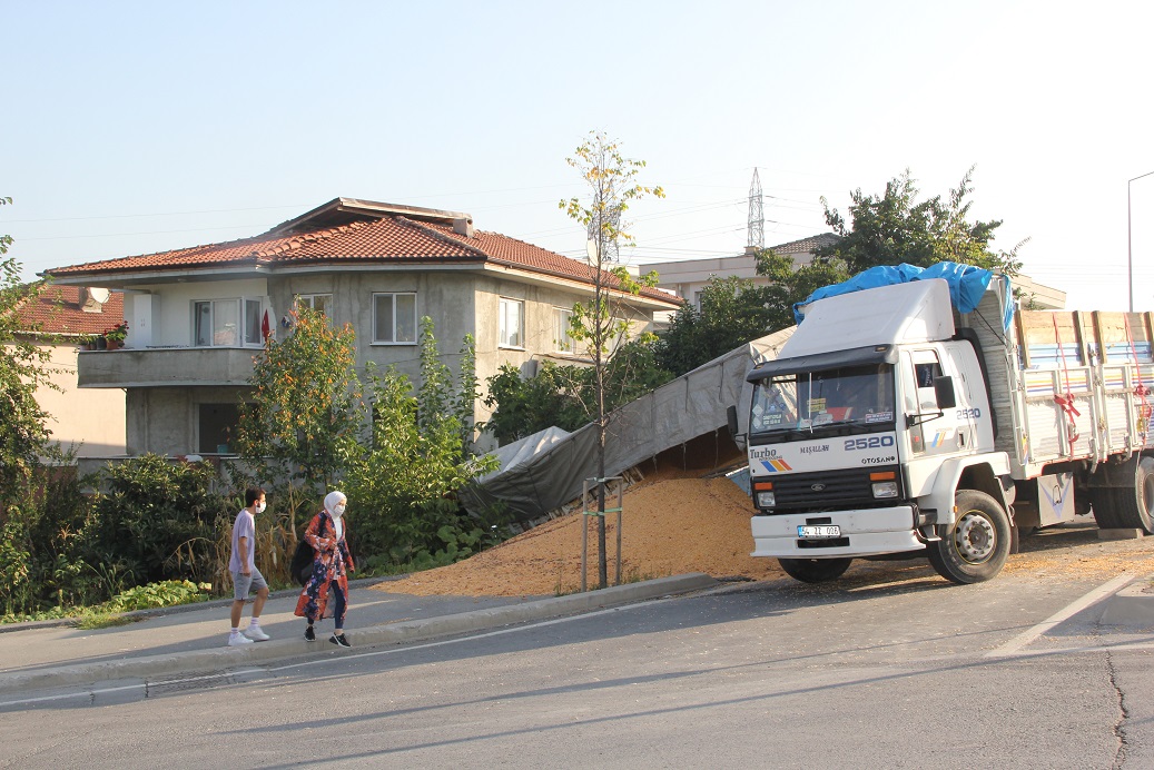 Sakarya’da mısır yüklü kamyon evin bahçesine girdi: 1 yaralı