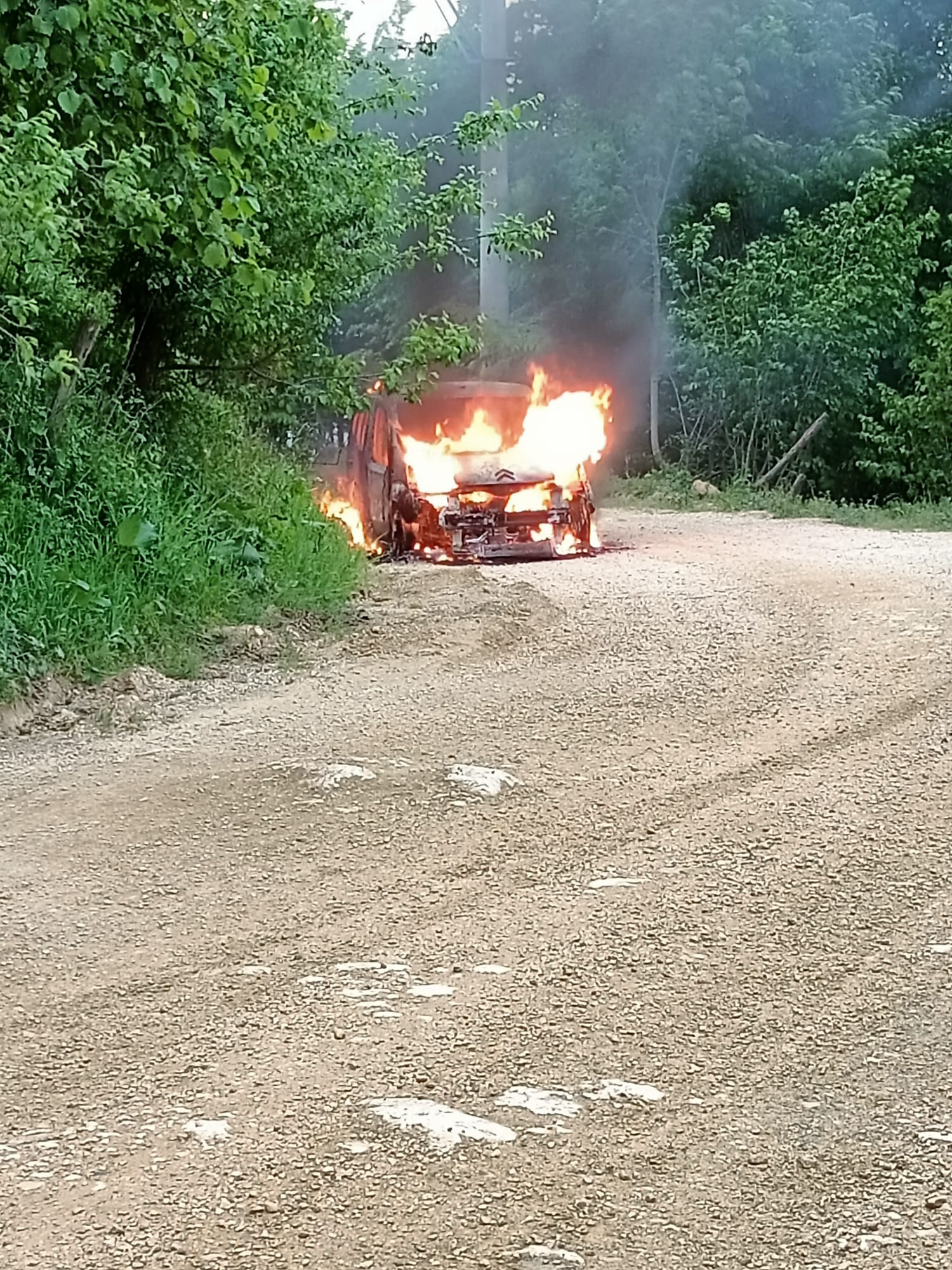 Sakarya’da motor kısmında yangın çıkan hafif ticari araç kullanılamaz hale geldi